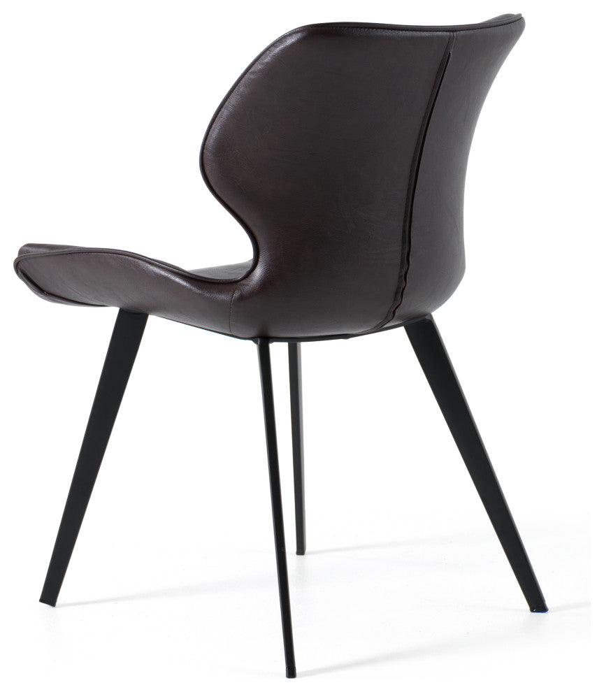 Modrest Moira Modern Dark Brown Eco-Leather Dining Chair, Set of 2