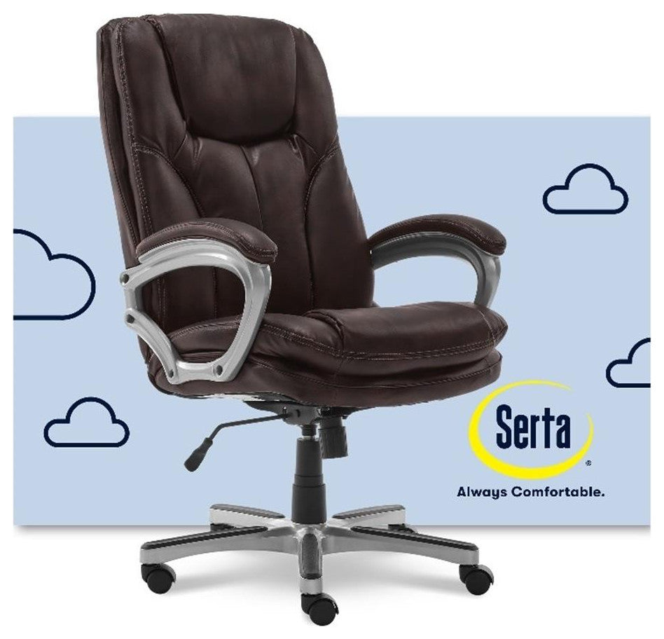 Serta Benton Executive Big & Tall Office Chair Faux Leather Roasted Chestnut