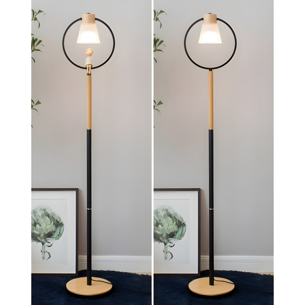 Corseaux | Creative Bell-Shaped LED Wooden Floor Lamp, Black, Bird