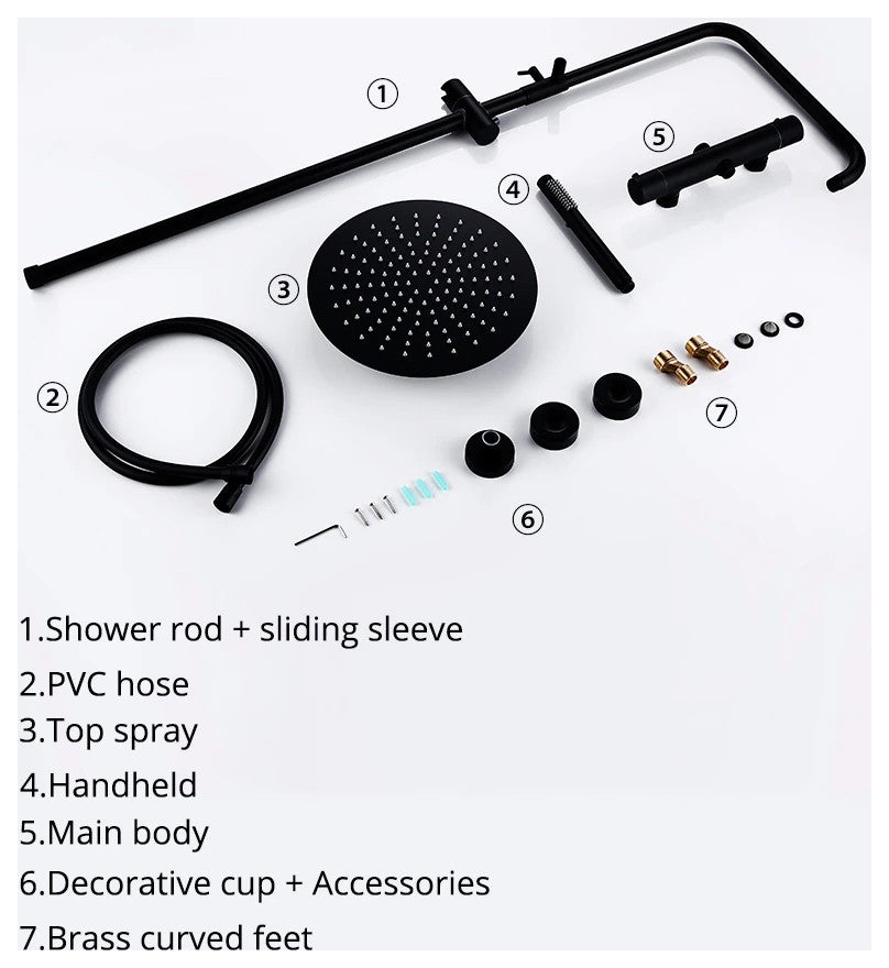 Wasser™ Matte Black Shower Faucet With Handheld Shower Head, 12" Showerhead