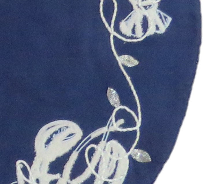Handmade Christmas Tree Skirt, Lobsters on Navy Blue Cotton, 60"