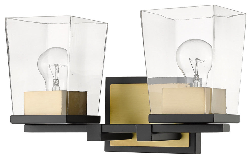 Z-Lite 475-2V Bleeker Street 2 Light 14"W Bathroom Vanity Light - Matte Black /