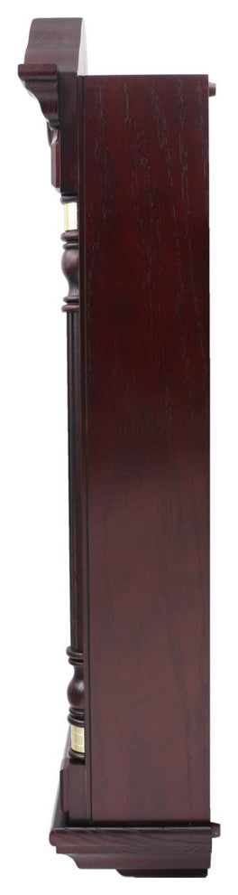 Seiko Clocks, Dark Brown Solid Oak Case Wall Clock With Pendulum and Chime