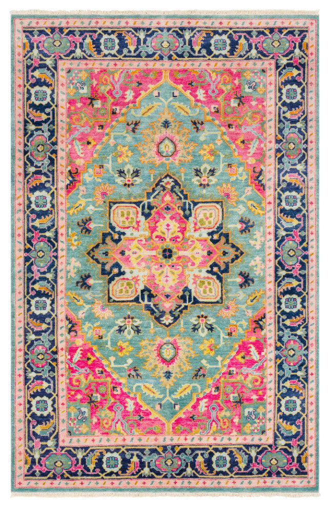 Surya Antique ATQ-1015 Traditional Area Rug, Teal, 2' x 3' Rectangle