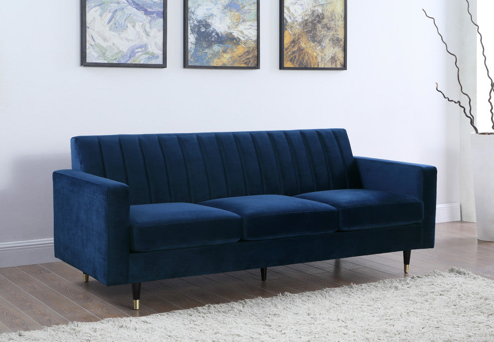 Lola Velvet Upholstered Sofa, Navy