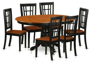 Keni7-Bch-W, 7-Piece Dining Set, Table and 6 Wooden Kitchen Chairs