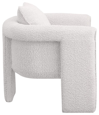 Stylus Boucle Fabric Upholstered Accent Chair, Cream