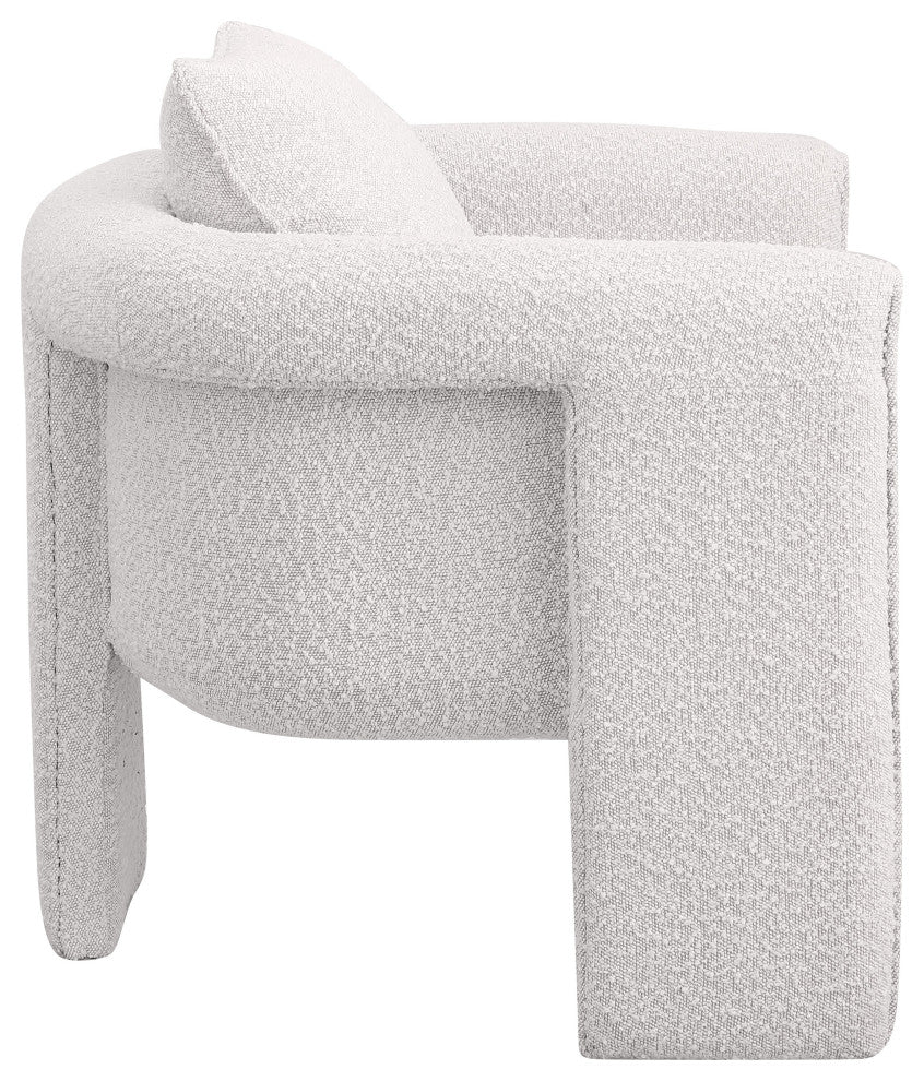 Stylus Boucle Fabric Upholstered Accent Chair, Cream