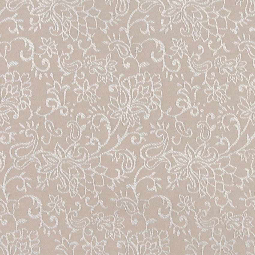 Beige, Contemporary Floral Designed Woven Upholstery Fabric By The Yard