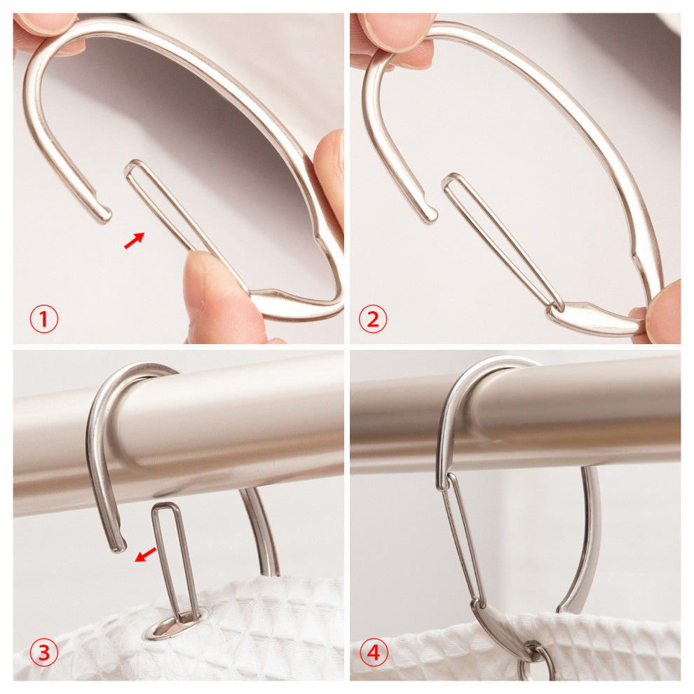 Utopia Alley Shower Hooks - Shower Curtain Rings for Bathroom, Set of 12, Brushed Nickel