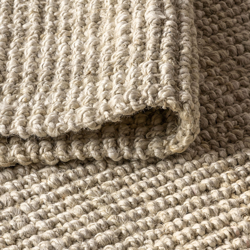 Hiro Hand Woven Chunky Jute Ivory 5' x 8' Area Rug