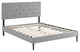 Terisa Full Fabric Platform Bed With Round Tapered Legs, Light Gray