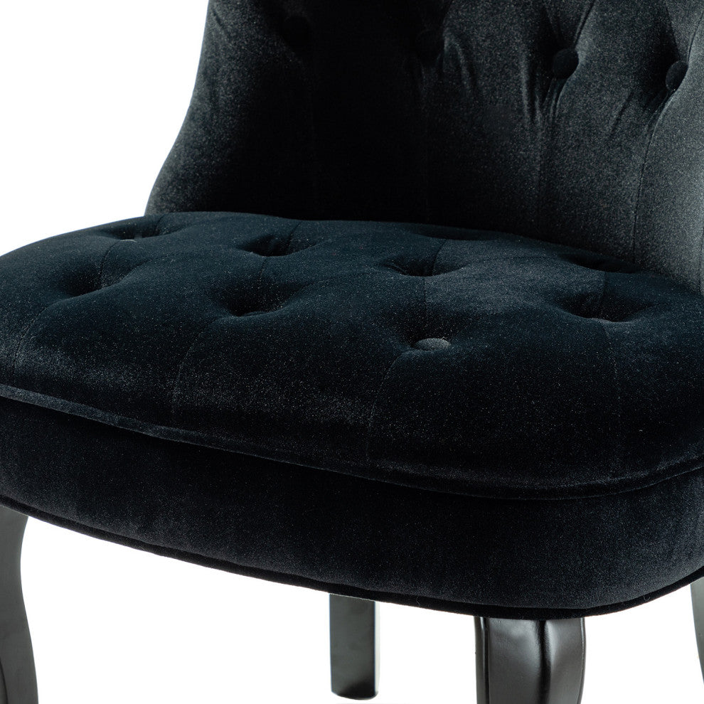 Upholstered Accent Chair With Tufted Back, Set of 2, Black
