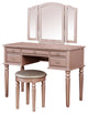 Benzara BM232895 Vanity Set With Turned Tapered Legs/3 Piece Mirror, Rose Gold