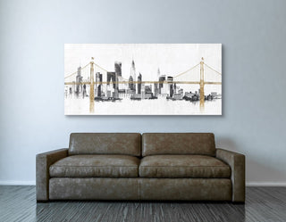 Epic Graffiti "Bridge And Skyline" Giclee Canvas Wall Art, 30"x60"