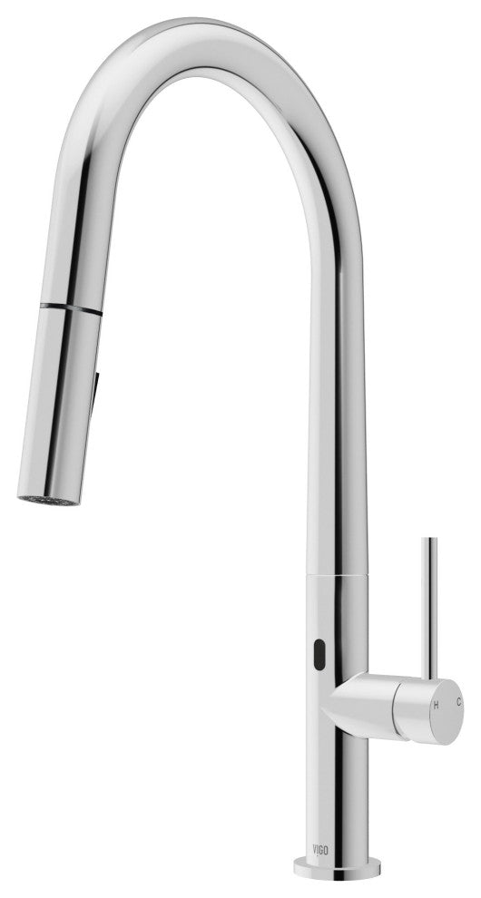 VIGO Greenwich 18" H Single Handle Pull-Down Sprayer Kitchen Faucet, Chrome, Touchless, Without Extras