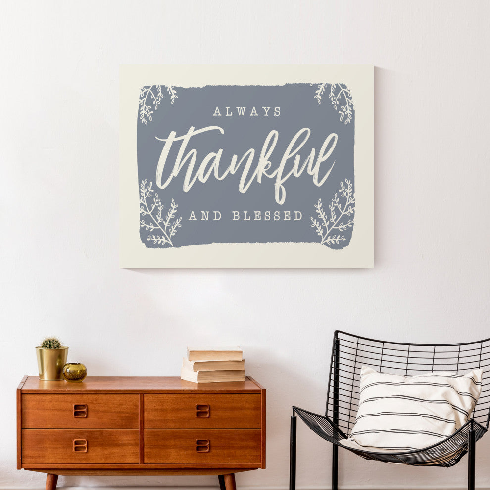 Always Thankful Blue Cream 2 24"x30" Canvas Wall Art