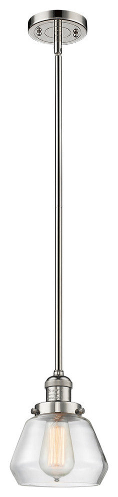 Fulton 1-Light LED Mini Pendant, Polished Nickel, Glass: Clear