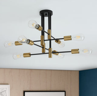 Sputnik Ceiling Light Modern Linear Semi Flush Mount Light, 8-Light