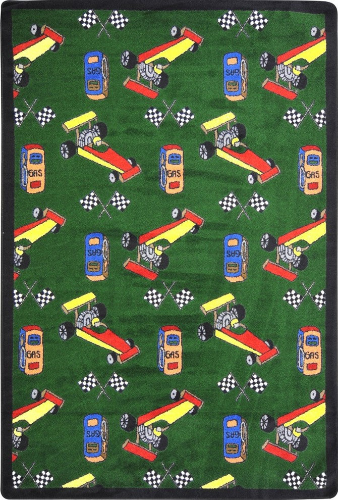 Playful Patterns Rug, Pit Stop, 5'4"x7'8", Green