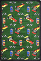Playful Patterns Rug, Pit Stop, 5'4"x7'8", Green