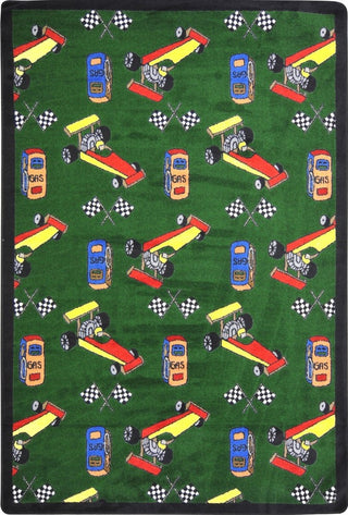 Playful Patterns Rug, Pit Stop, 5'4"x7'8", Green