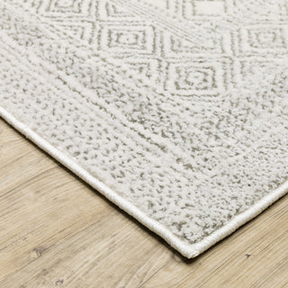 Monfort Diamond Oriental White/Grey Indoor Area Rug, 3'3"x5'