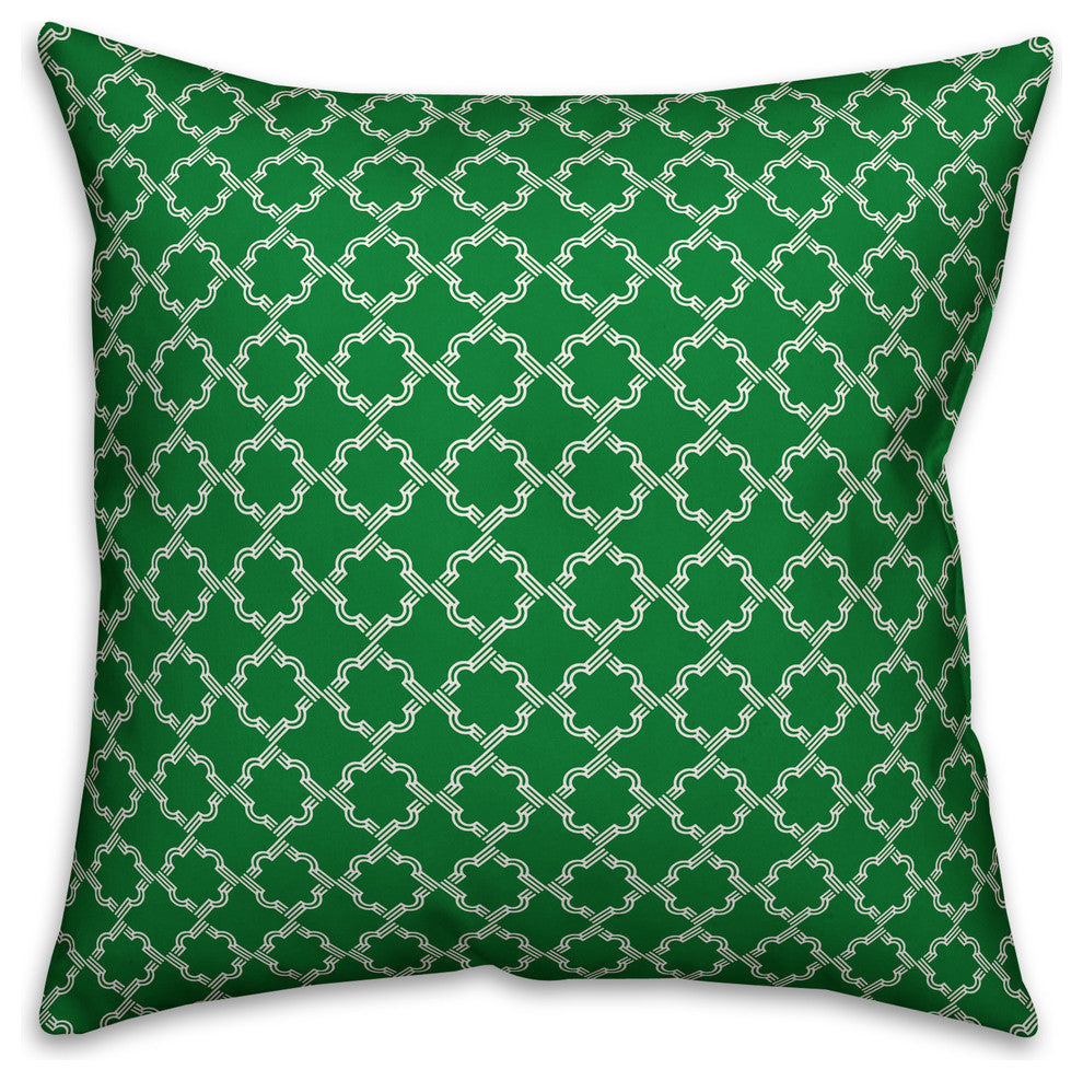 Green Celtic Pattern 18"x18" Outdoor Throw Pillow
