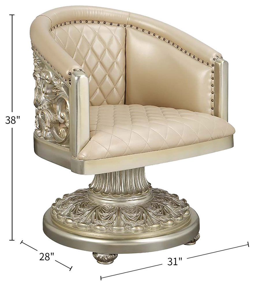 Acme Sorina Arm Chair PU and Antique Gold Finish