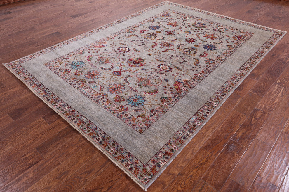 6' 11" X 9' 9" Hand-Knotted Persian Tabriz Wool Rug Q7511