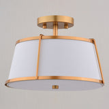 Marion 2-Light Gold Mid-Century Modern Drum Semi Flush Mount Ceiling Fixture, Mystic Gold