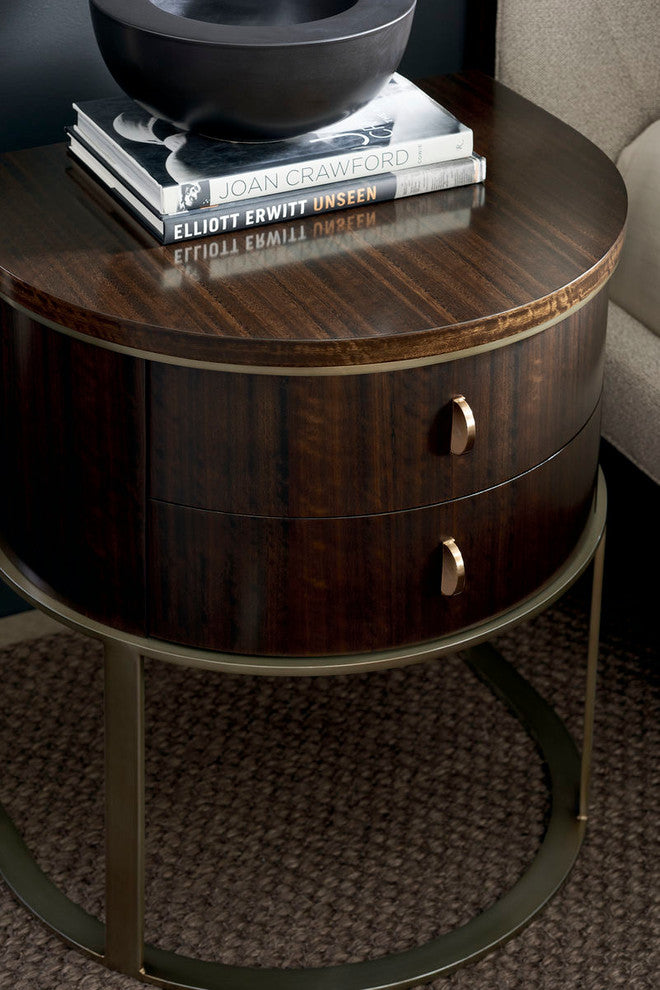 Modern Streamline Two Drawer Demilune Nightstand