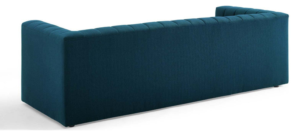 Tufted Sofa, Fabric, Navy Blue, Modern, Living Lounge Hotel Lobby Hospitality
