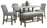 Grayson Dining Set, With 4 Chairs and 1 Bench