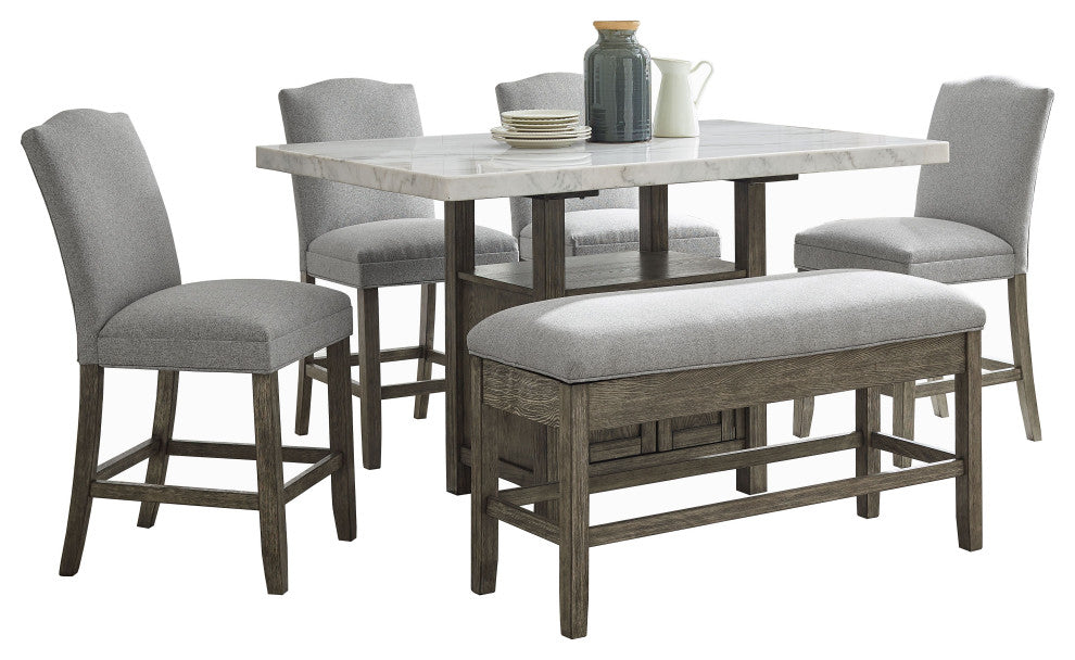 Grayson Dining Set, With 4 Chairs and 1 Bench