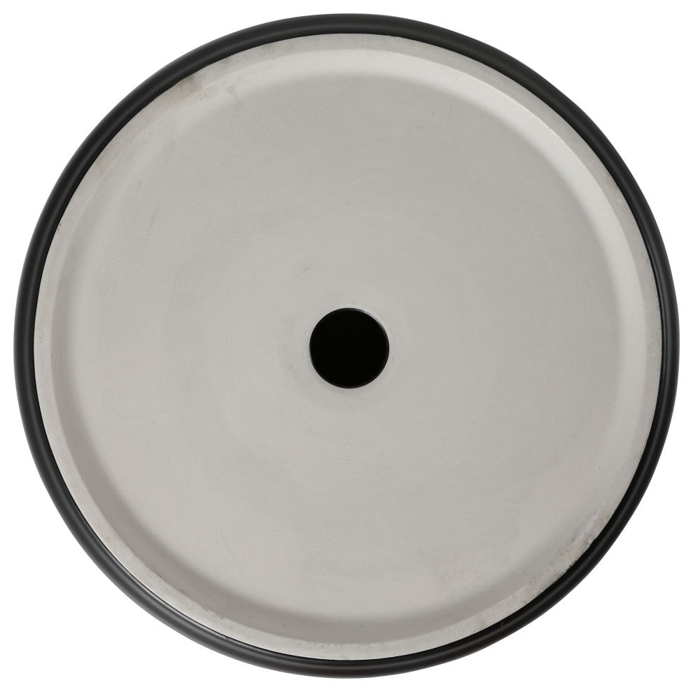 15.7 in Round Bathroom Ceramic Vessel Sink, Matt Black