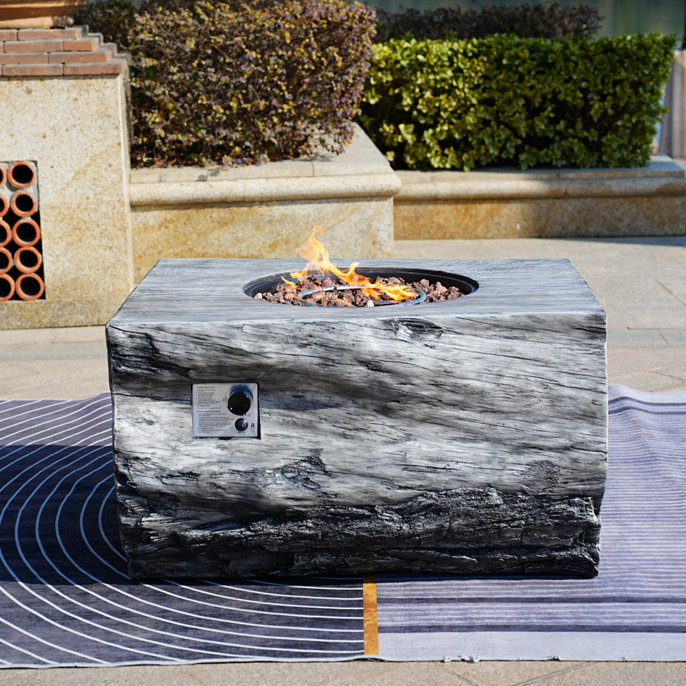 Tree Stump Shape Fire Pit Table With Rain Cover