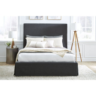 Modus Cheviot Full Upholsterd Skirted Panel Bed in Iron
