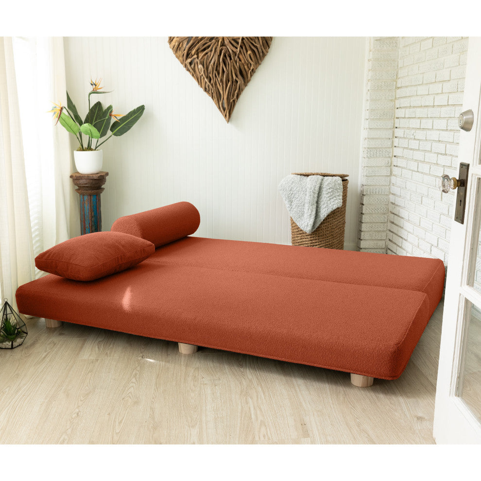 Jaxx Avida Daybed, Fold Out Queen Sleeper / Lounger Premium Boucle, Boucle Terra Cotta