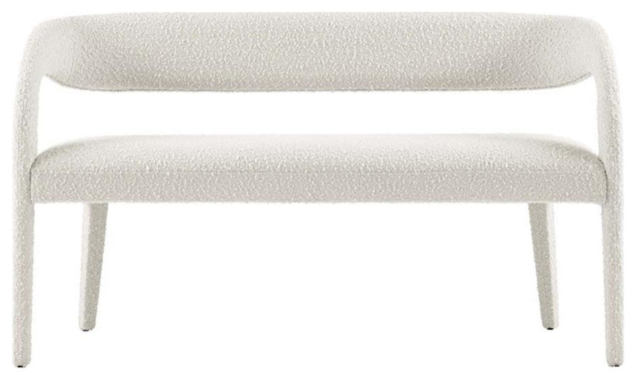 Modway Pinnacle 20" Upholstered Boucle Fabric Accent Bench in Ivory