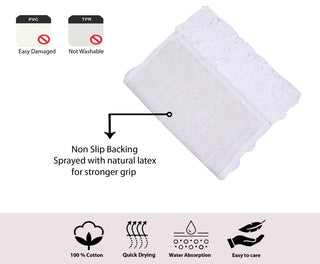 Bell Flower Collection Tufted Bath Rug, 3-Piece Set With Runner, White
