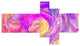 Purple Mystic Psychedelic Texture, Abstract Art on Canvas, 60"x32", 5 panels