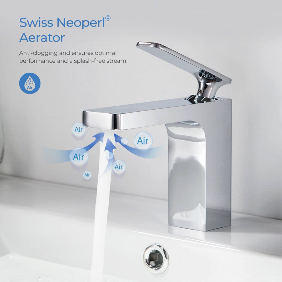 Infinity Single Handle Bathroom Faucet KBF1006, Chrome, W/ Drain