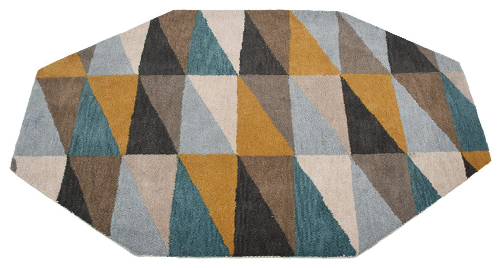 HAND TUFTED WOOL ECO-FRIENDLY AREA RUGS, Multicolor Color, Geometric Design