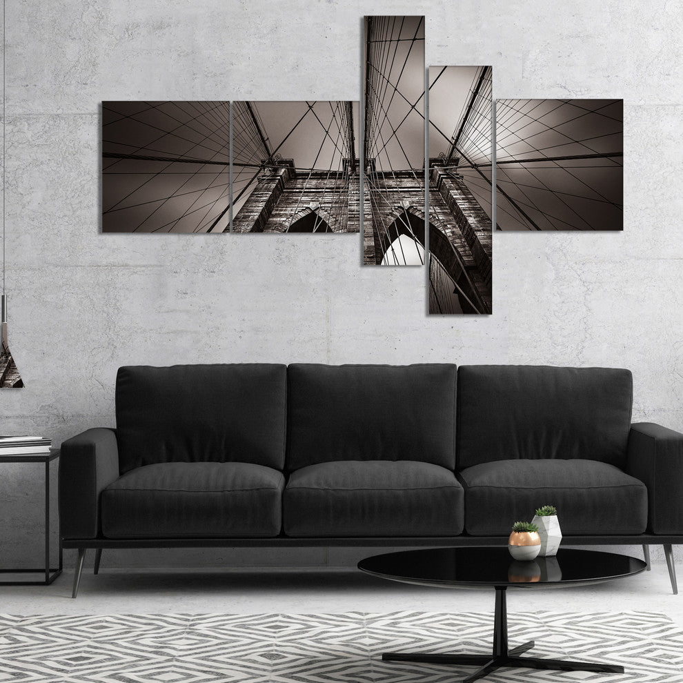 Brooklyn Bridge in NYC USA, Extra Large Canvas Art Print, 60"x32", 5 panels