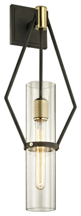 Raef One Light Wall Sconce in Textured Bronze Brushed Brass