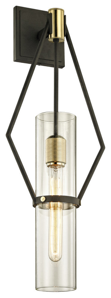 Raef One Light Wall Sconce in Textured Bronze Brushed Brass