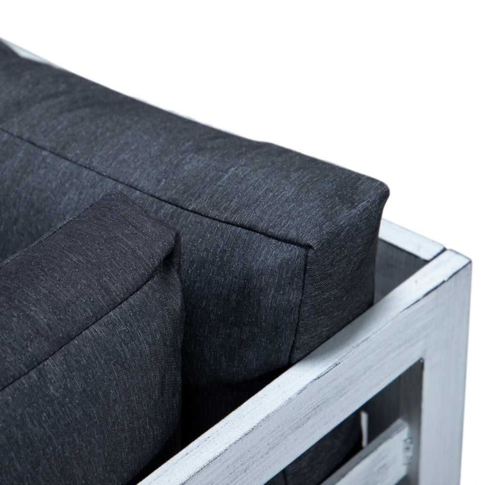 LeisureMod Chelsea 7-Piece Gray Patio Sectional With Coffee Table, Black
