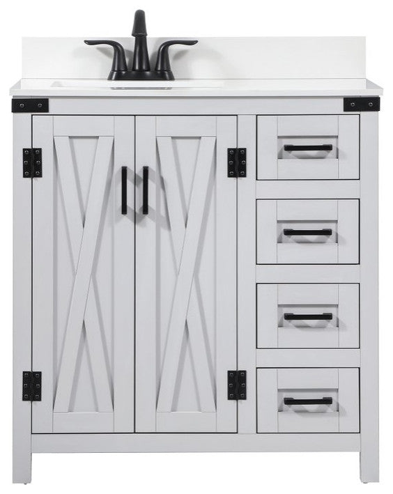 Home Living 19" Farmhouse Grey-Light Bathroom Vanity