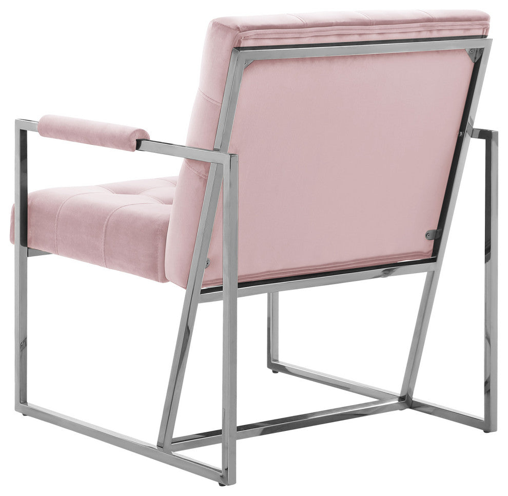 Louie Modern Arm Chair with Silver Frame, Pink